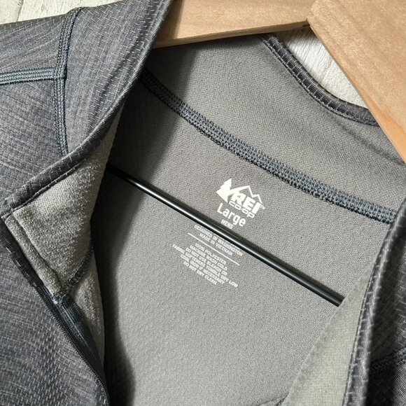 REI Co-Op Heathered Gray Quarter Half Zip Pullover Sweatshirt Mens Size Large - Picture 3 of 5